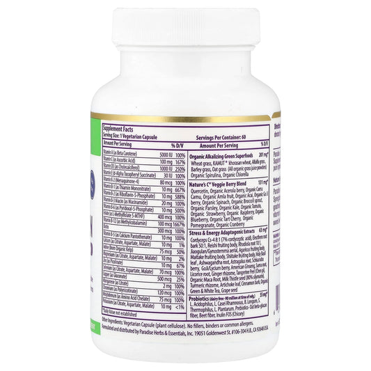 Paradise Herbs, Earth's Blend, One Daily Superfood Multi-Vitamin, No Iron, 60