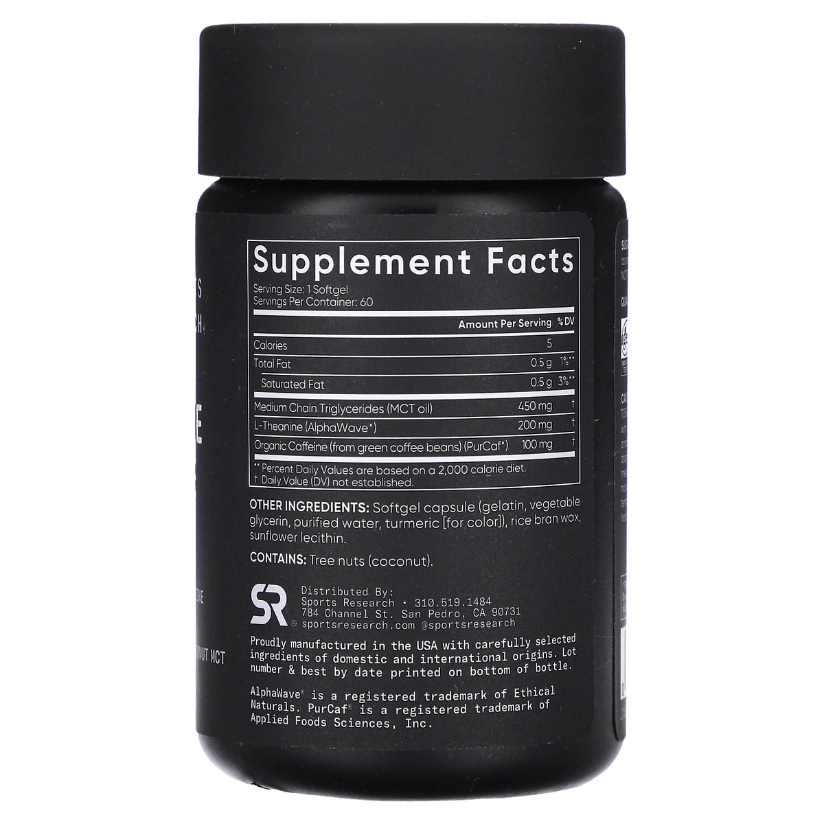 Sports Research L-Theanine & Caffeine, 2-in-1 Formula 60 Softgels