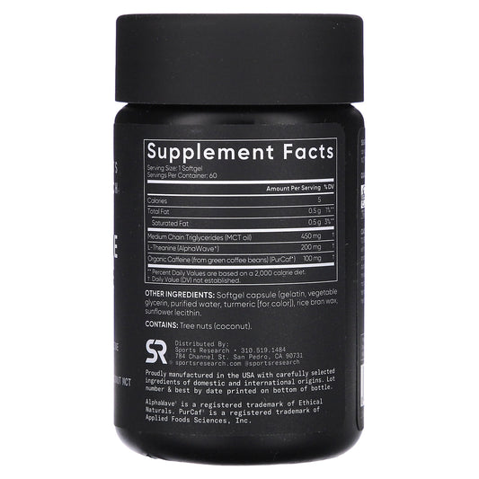 Sports Research L-Theanine & Caffeine, 2-in-1 Formula 60 Softgels