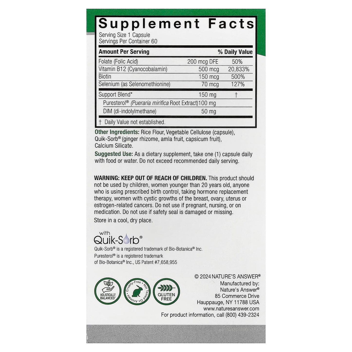 Nature's Answer, Pueraria Mirifica, 60 Vegetarian Capsules