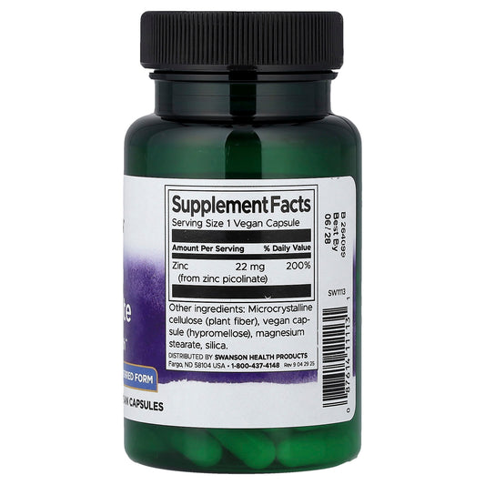 Swanson Zinc Picolinate 22 mg 60 Caps