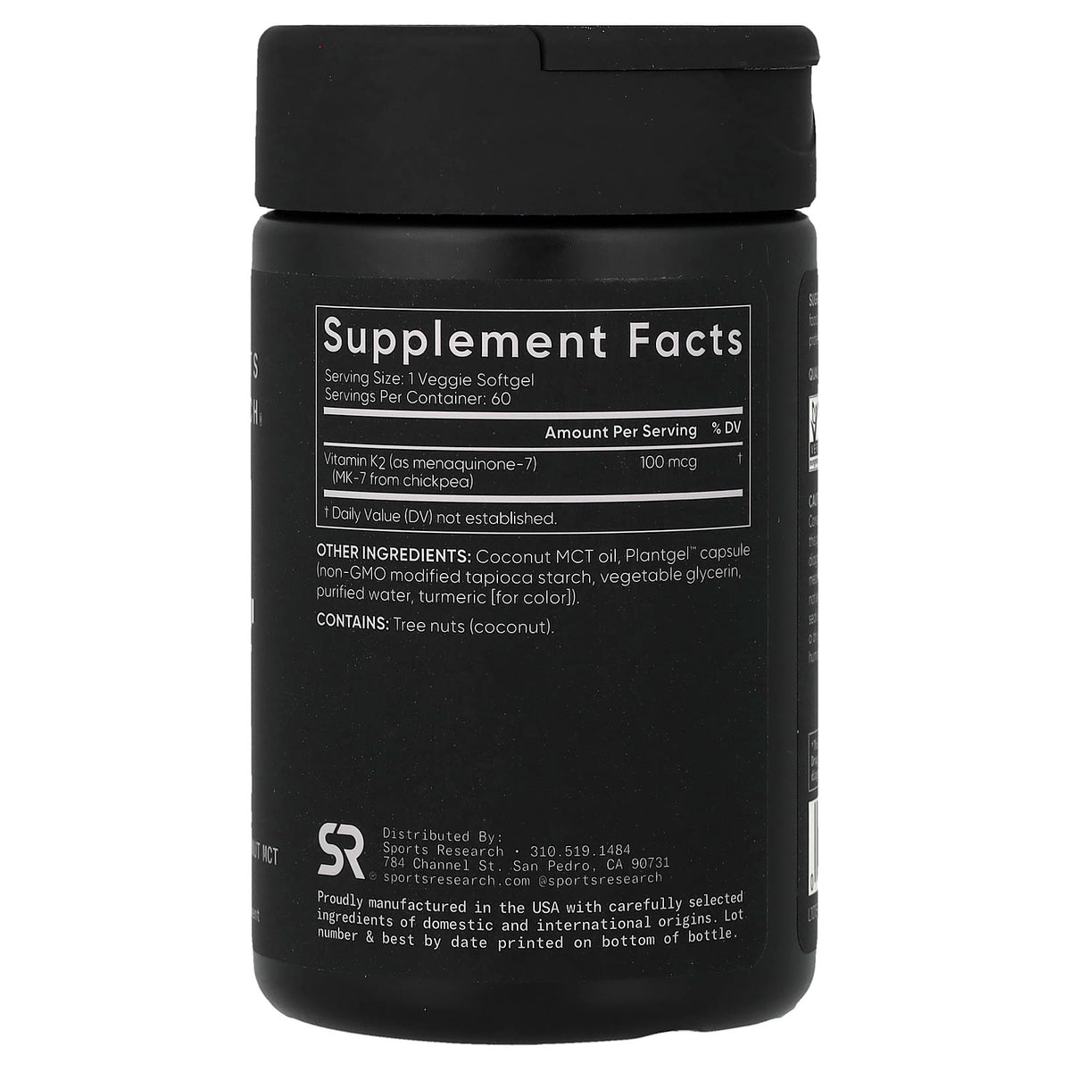 Sports Research Vitamin K2, Plant-Based 100 mcg 60 Softgels