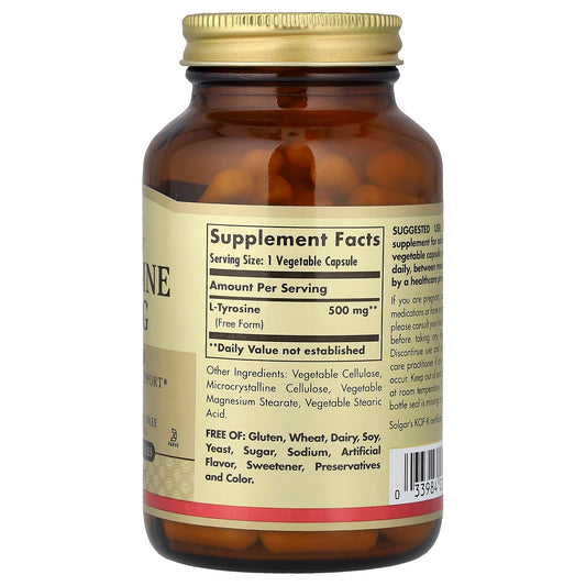 Solgar, L-Tyrosine, 500 mg, 100 Vegetable Capsules