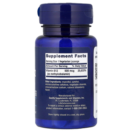 Life Extension Vitamin B12, Methylcobalamin 500 mcg 100 Pastilles