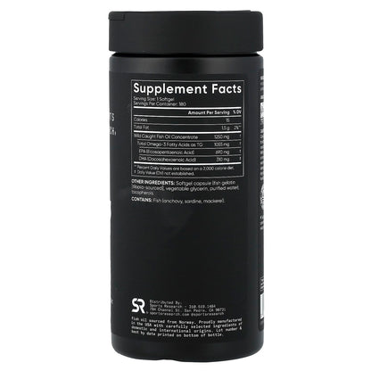 Sports Research Omega-3 Fish Oil, Triple Strength 180 Softgels