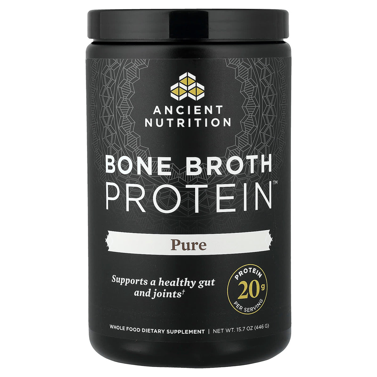 Dr. Axe / Ancient Nutrition, Bone Broth Protein, Pure, 446g