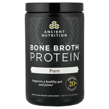 Dr. Axe / Ancient Nutrition, Bone Broth Protein, Pure, 446g