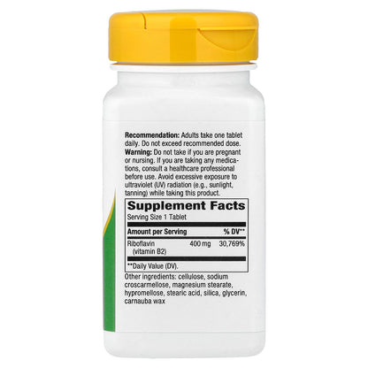 Natures Way Riboflavin Vitamin B2, Cellular Energy Production 30 tabs
