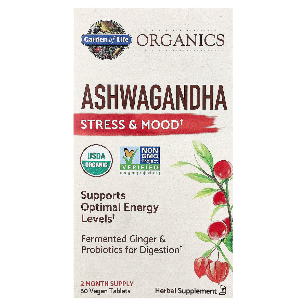 Garden of Life, MyKind Organics, Ashwagandha, 60 Vegan Tablets