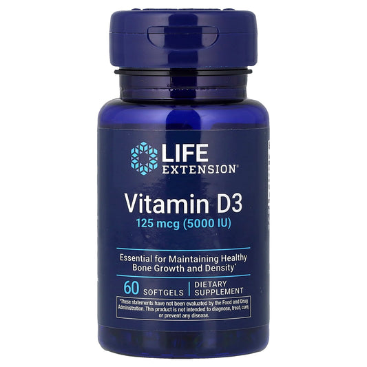 Life Extension, Vitamin D3, 125 mcg (5,000 IU), 60 Softgels