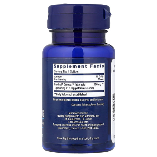 Life Extension, Provinal® Purified Omega-7, 30 Softgels (420 mg per Softgel)