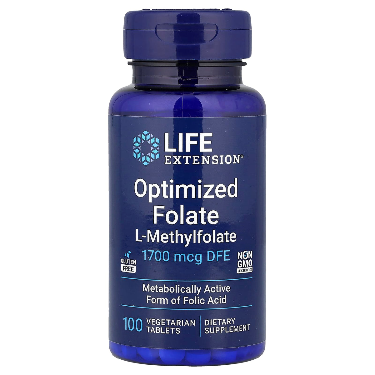 Life Extension Methyl Folate 1,700 mcg 100 Veg Tabs