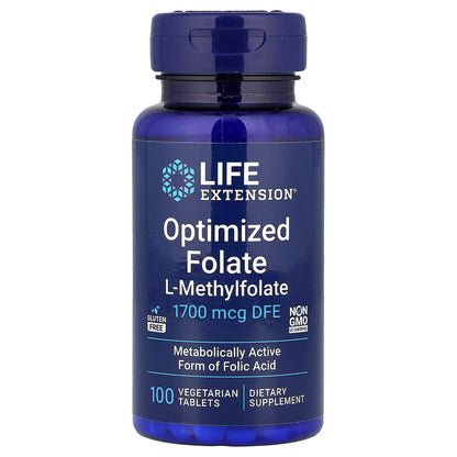Life Extension Methyl Folate 1,700 mcg 100 Veg Tabs