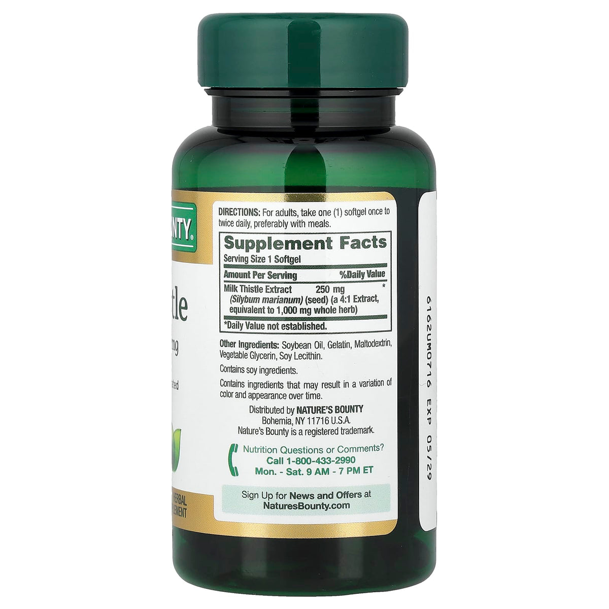 Nature's Bounty Milk Thistle Extract 1000 mg 50 Rapid Release Softgels