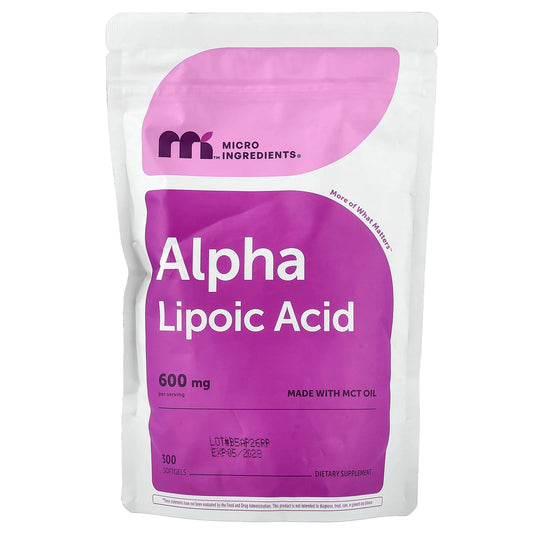 Micro Ingredients, Alpha Lipoic Acid, 300 Softgels (200 mg Per Softgel)