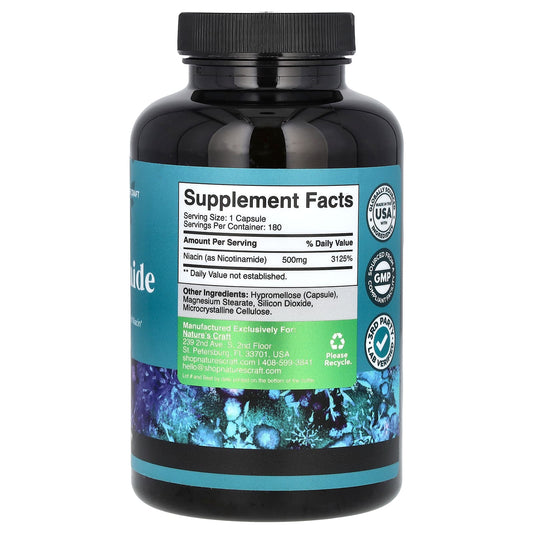 Nature's Craft, Nicotinamide, 500 mg, 180 Capsules