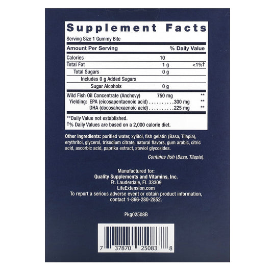 Life Extension, Omega-3 Fish Oil Gummy Sweets, Tropical Fruit, 36 Gummy Sweets (750 mg per Gummy Sweet)