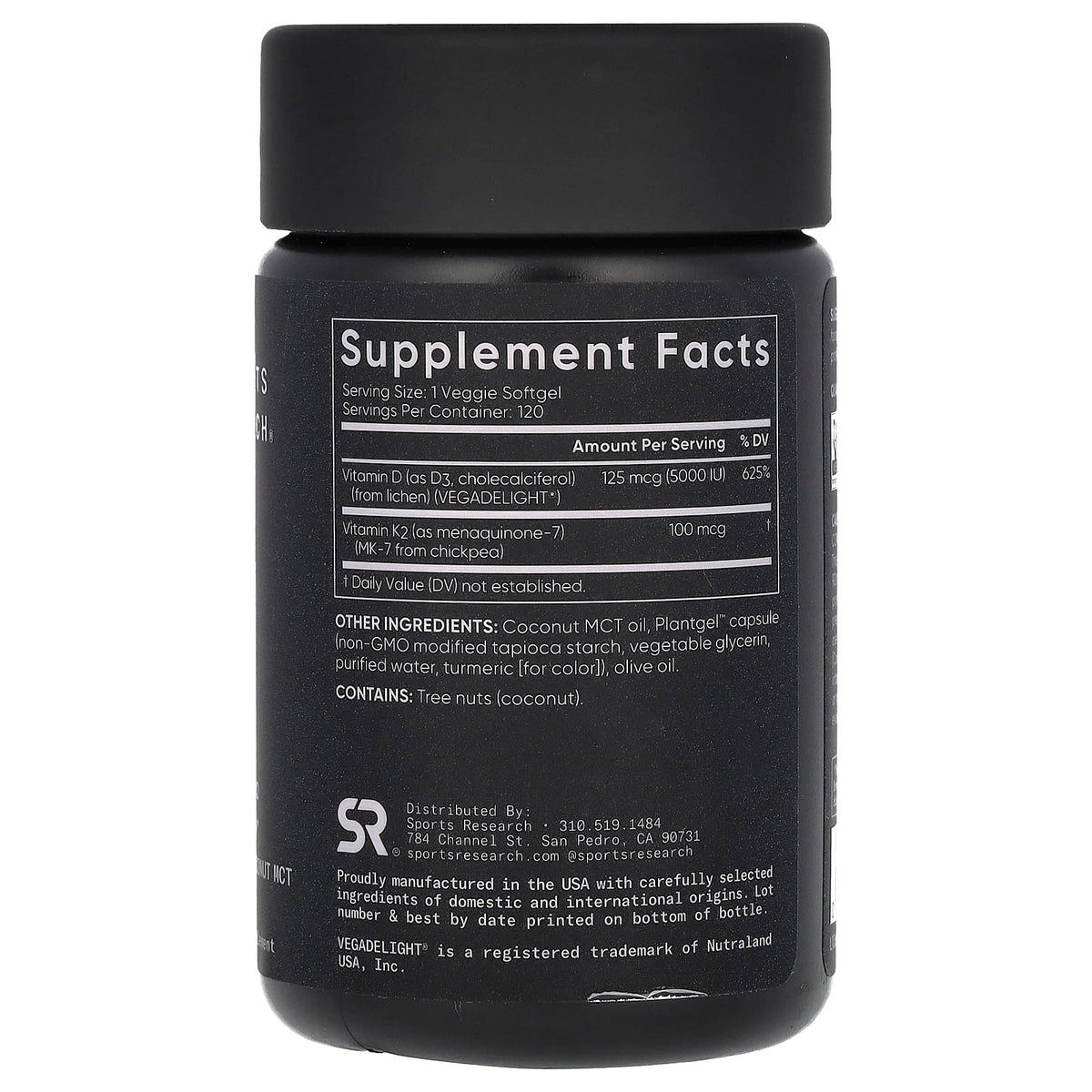 Sports Research D3 + K2, Plant-Based 120 Softgels