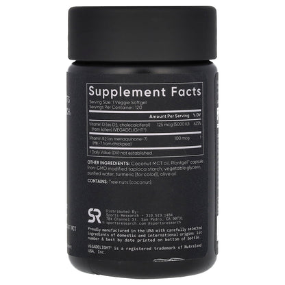Sports Research D3 + K2, Plant-Based 120 Softgels
