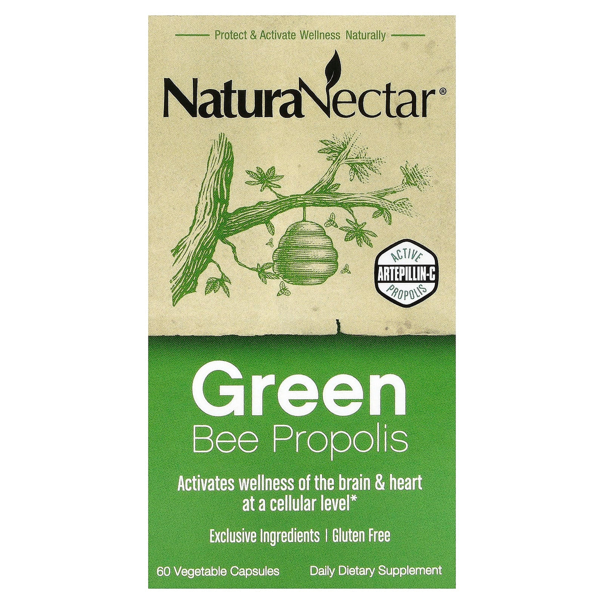 NaturaNectar, Green Bee Propolis, 60 Vegetable Capsules