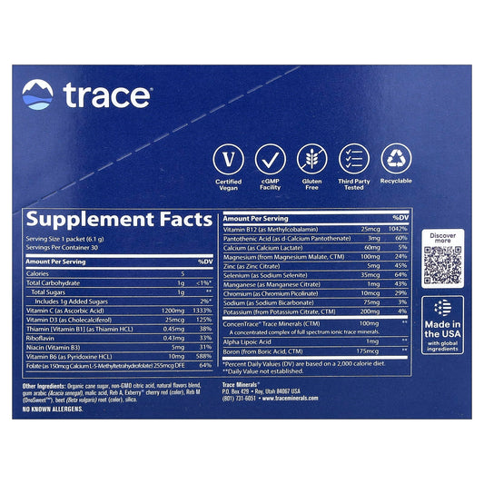 Trace, Power Pak, Watermelon, 30 Stick Packs, 0.22 oz (6.1 g) Each