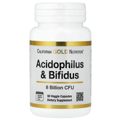 California Gold Nutrition Acidophilus and Bifidus 60 Veggie Capsules