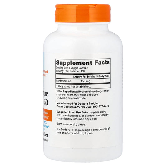 Doctor's Best Benfotiamine with BenfoPure 150 mg 360 Veggie Caps