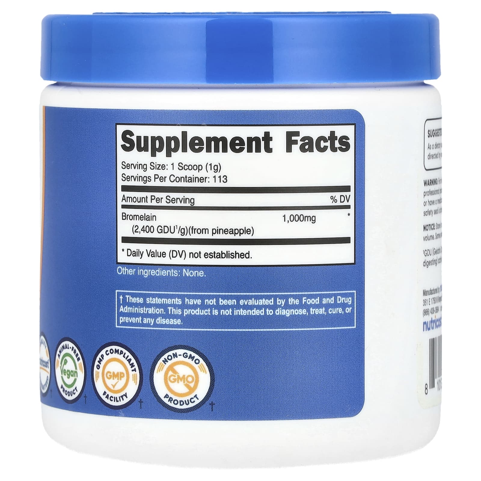Nutricost, Bromelain, Unflavoured, 4 oz (113 g)