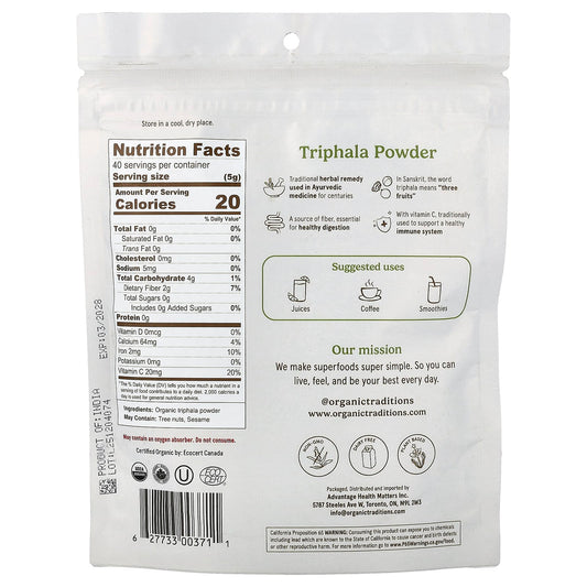 Organic Traditions, Superfoods, Triphala Powder, 200 g (7 oz)