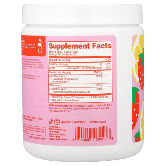Wellah, Creatine, Strawberry Lemonade, 9.7 oz (275 g)