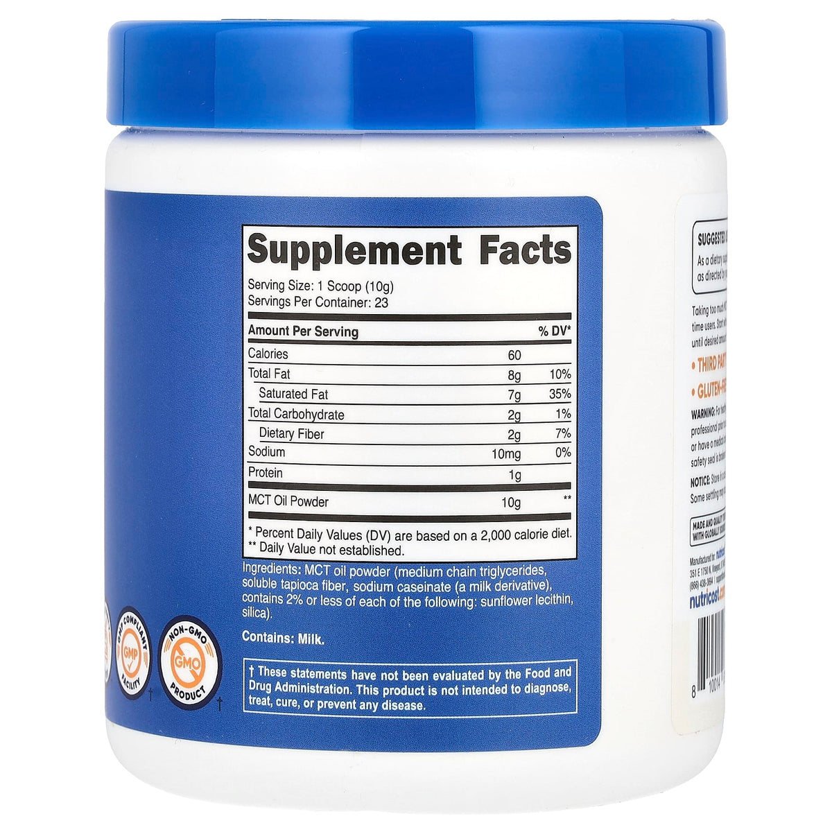 Nutricost, MCT Oil Powder, Unflavoured, 8.1 oz (227 g)