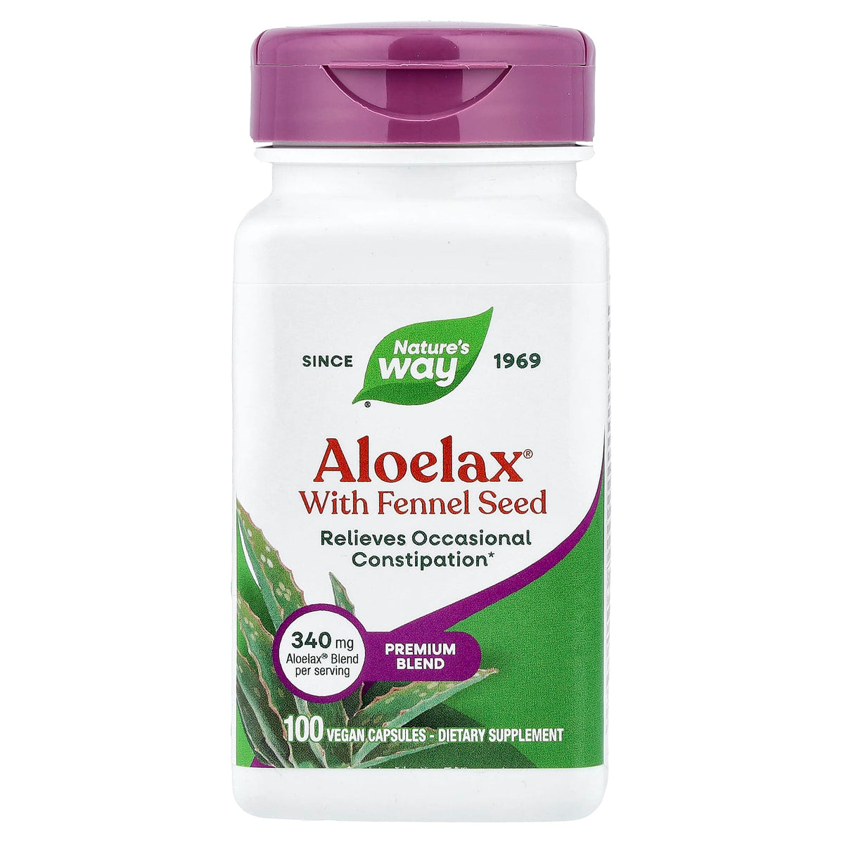 Nature's Way, Aloelax with Fennel Seed, 340 mg, 100 Vegan Capsules