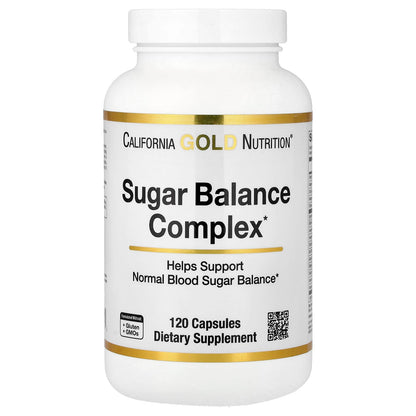 California Gold Nutrition, Sugar Balance Complex with Chromium, Gymnema Sylvestre, Ginkgo Biloba and Milk Thistle, 120 Capsules