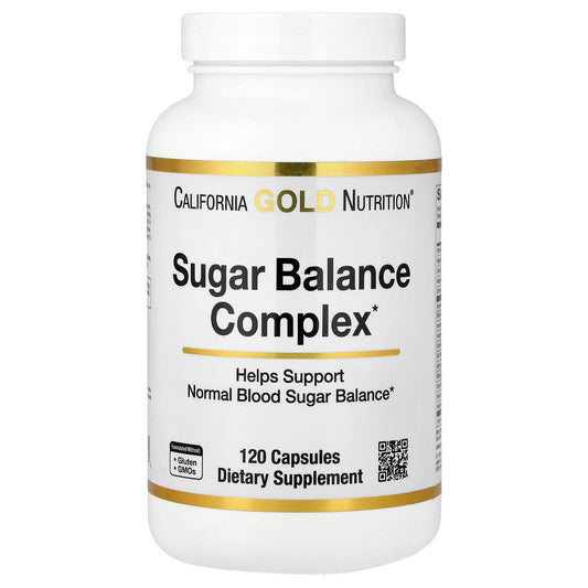 California Gold Nutrition, Sugar Balance Complex with Chromium, Gymnema Sylvestre, Ginkgo Biloba and Milk Thistle, 120 Capsules