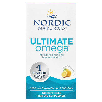 Nordic Naturals, Ultimate Omega, Lemon, 1,280 mg, 60 Soft Gels