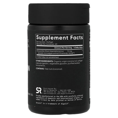 Sports Research, Astaxanthin, Triple Strength, 12 mg, 60 Softgels