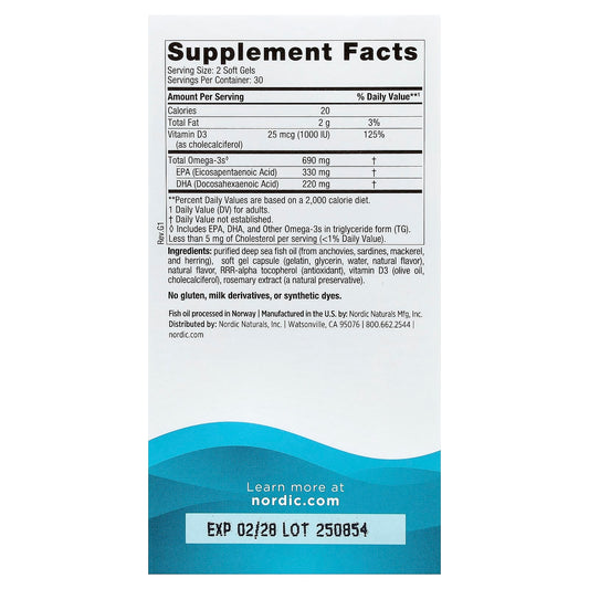 Nordic Naturals, Omega-3D™, Lemon, 60 Soft Gels