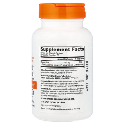 Doctor's Best Brain Magnesium with Magtein 50 mg 90 Veggie Caps