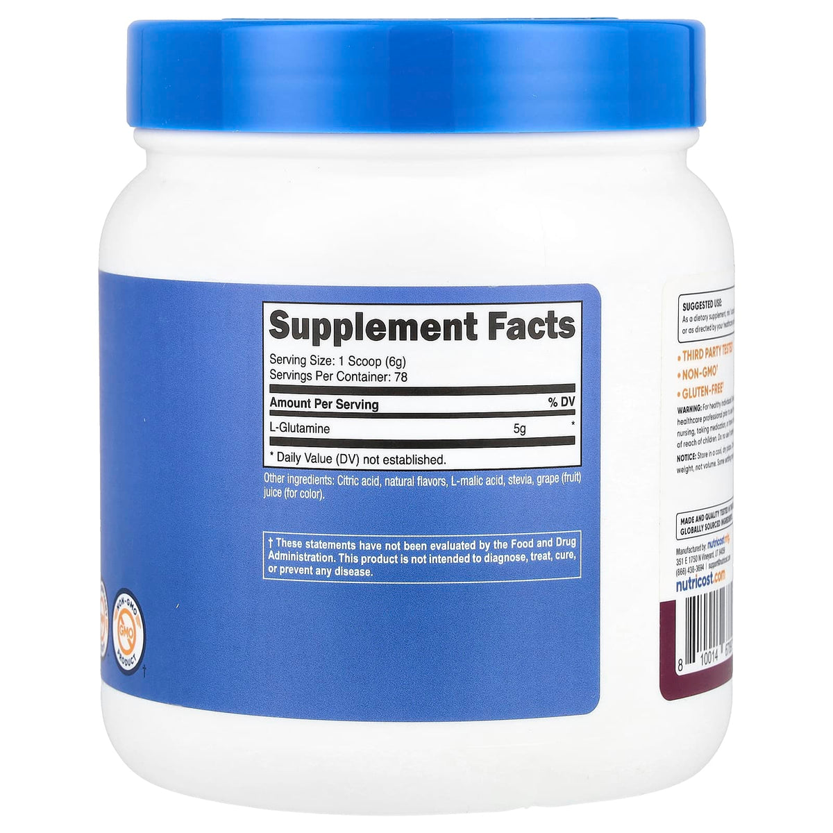 Nutricost, L-Glutamine, Blackberry Lemonade, 17.9 oz (500 g)