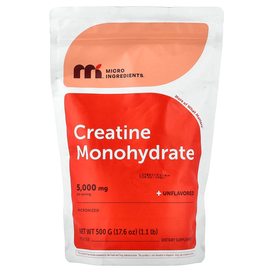 Micro Ingredients, Creatine Monohydrate Powder, Unflavoured, 500 g (17.6 oz)