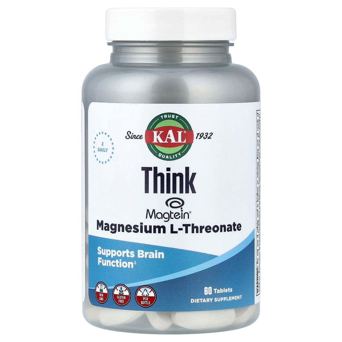 KAL, Think Magnesium L-Threonate, 2,000 mg, 60 Tablets