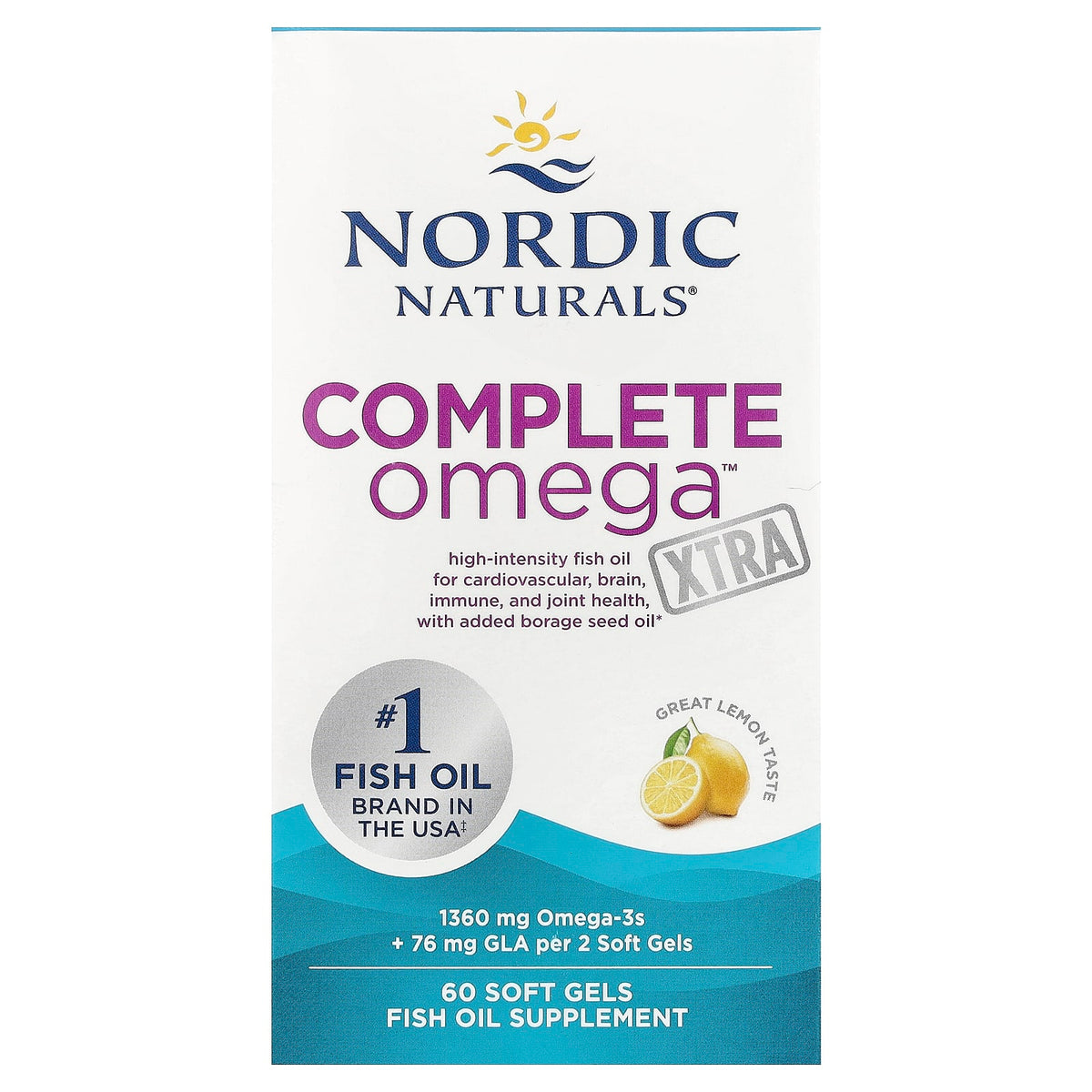Nordic Naturals, Complete Omega Xtra, Lemon, 1360 mg, 60 Soft Gels