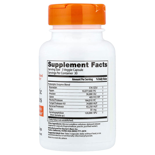 Doctor's Best, Proteolytic Enzymes, 90 Delayed Release Veggie Caps