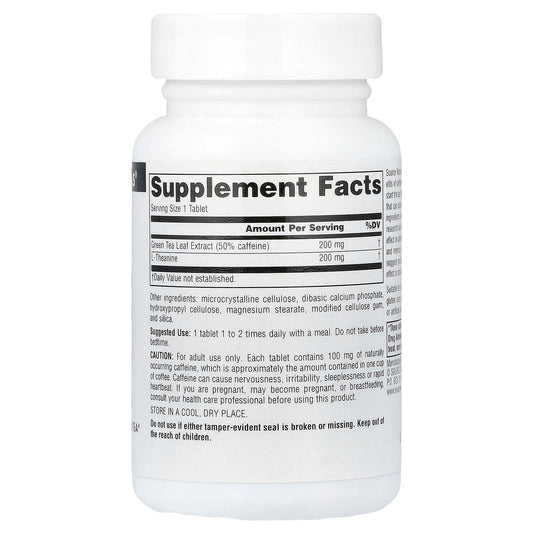Source Naturals, Caffeine + L-Theanine, 60 Tablets