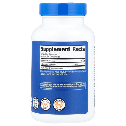 Nutricost, L-Methionine, 120 Capsules (500 mg per Capsule)