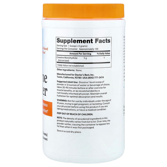Doctor's Best, Creatine Powder, Unflavoured, 500 g (17.85 oz)