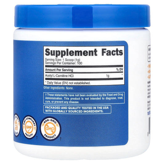 Nutricost, Acetyl L-Carnitine HCl, Unflavoured, 3.6 oz (100 g)