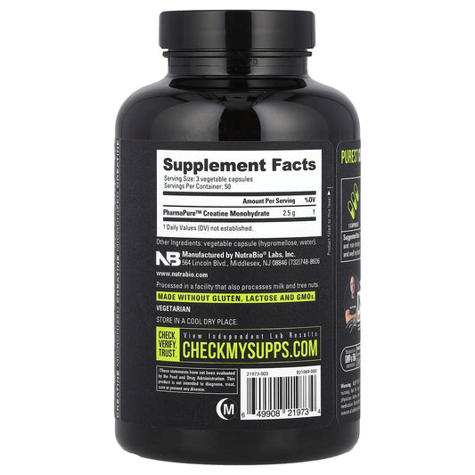 NutraBio Performance, Micronised Creatine Monohydrate 150 Caps