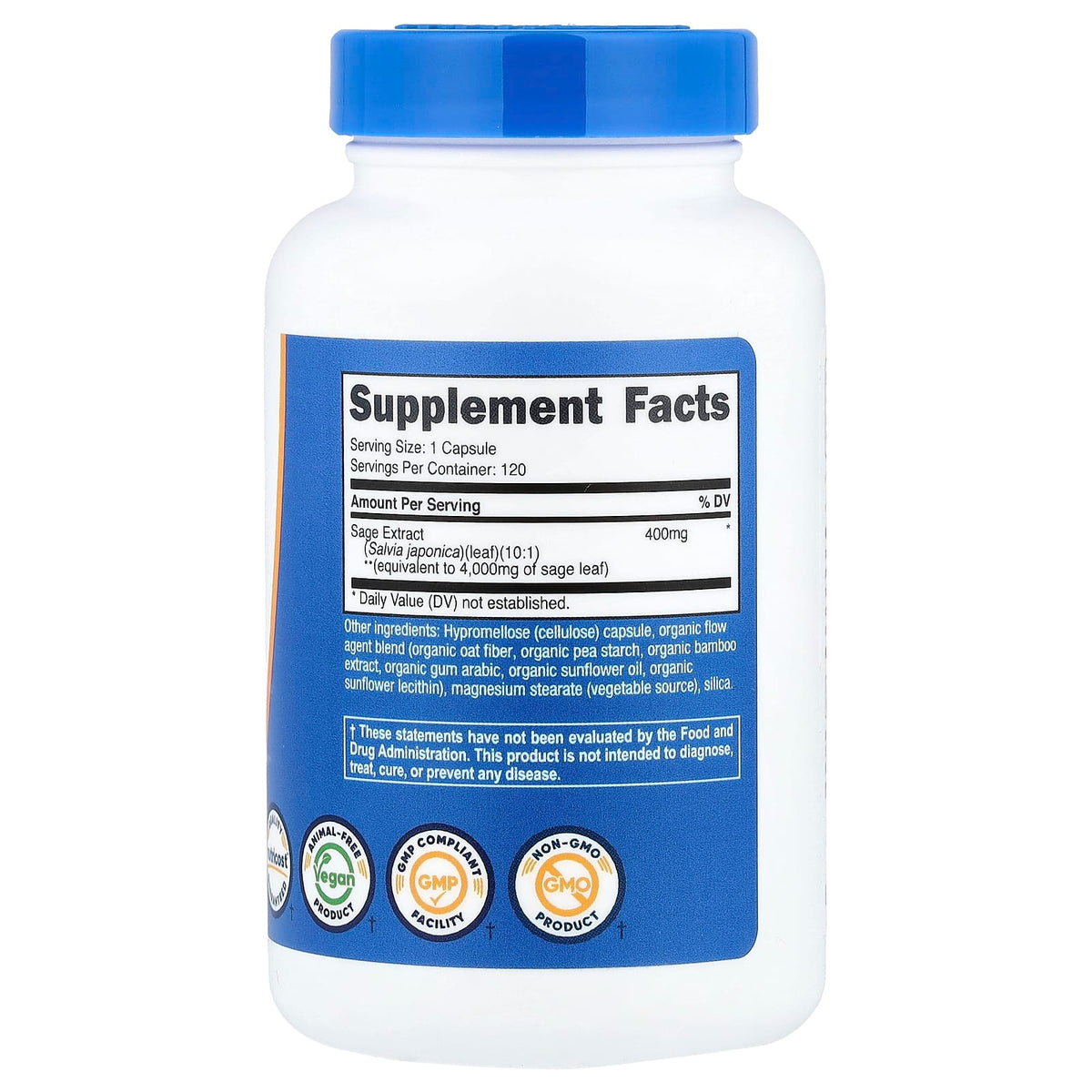 Nutricost, Sage, 120 capsules (400 mg per capsule)