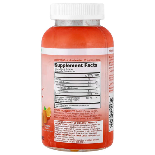 Qunol, Turmeric Gummies, Tangerine, Zero Sugar, 120 Gummies (250 mg per Gummy)